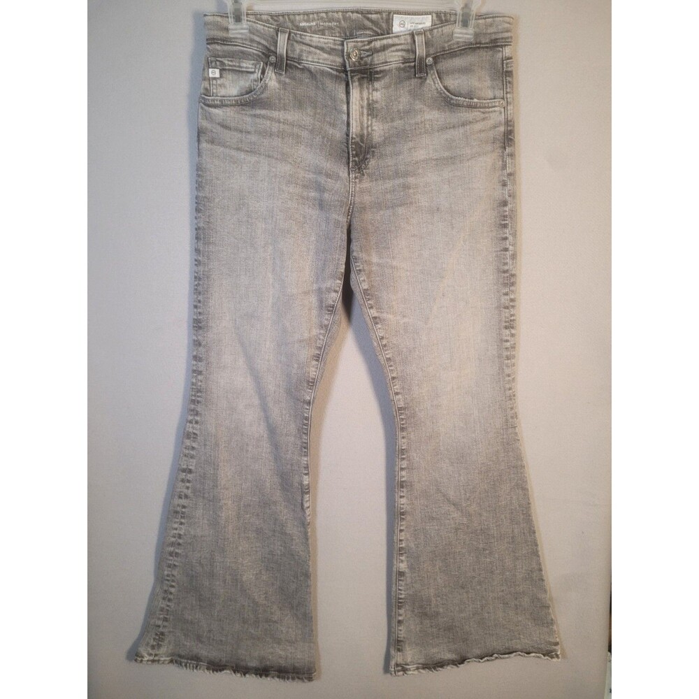 AG Adriano Goldschmied Angeline Jeans Womens 31 (32W×31L) Gray Mid Rise Flare